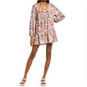 Open Edit Abstract Print Tiered Babydoll Dress